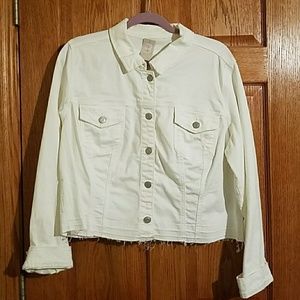 White distressed jean jacket